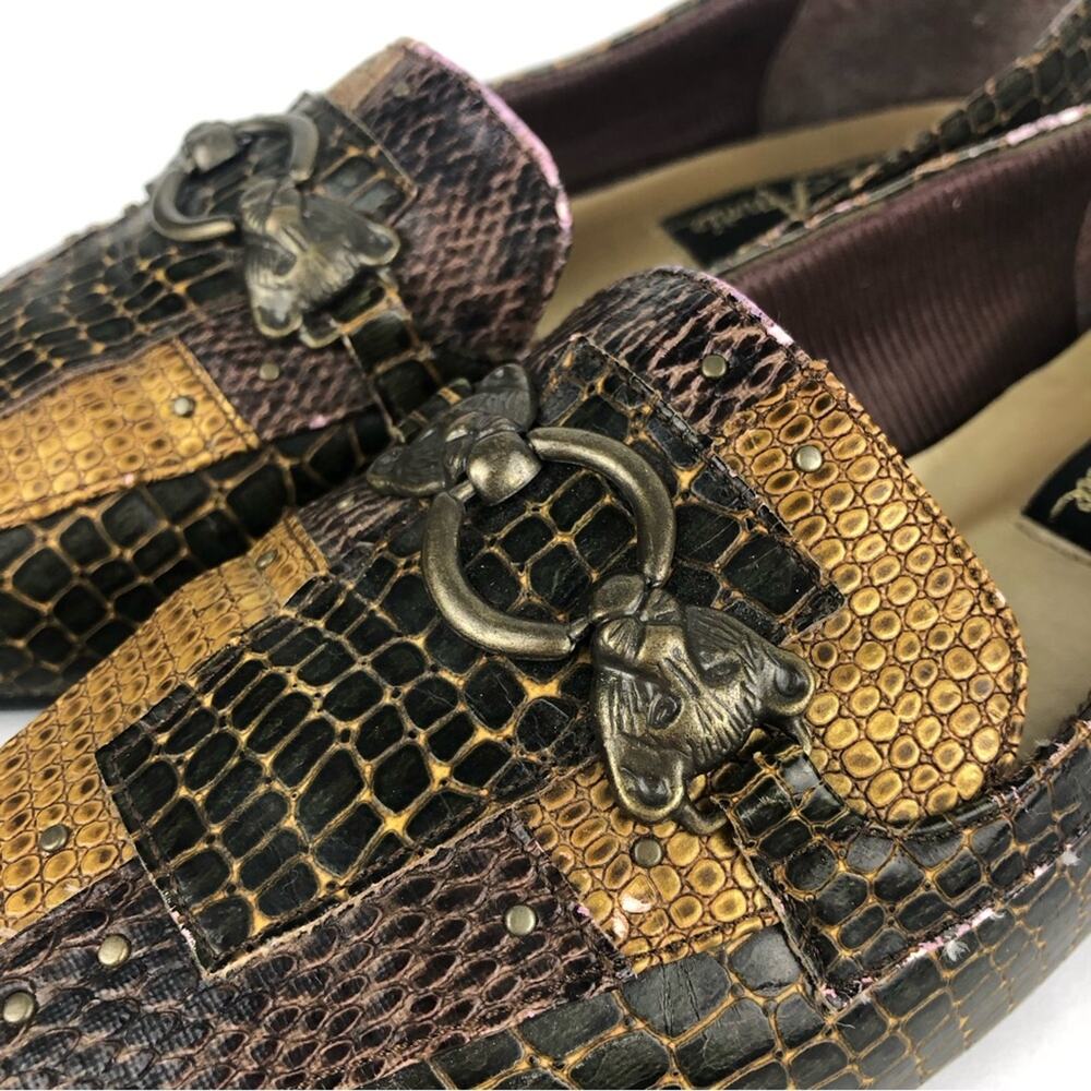 Vintage Annie Patchwork Faux Animal Tiger Accent Loafers - Picture 4 of 12